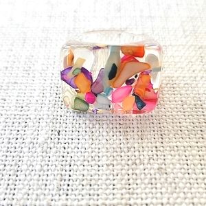 3/$25 Chunky acrylic resin clear stone ring